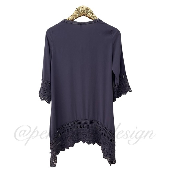 Maria Rerio Navy Tunic Top Cover Up Embroidered Detail - Picture 7 of 7